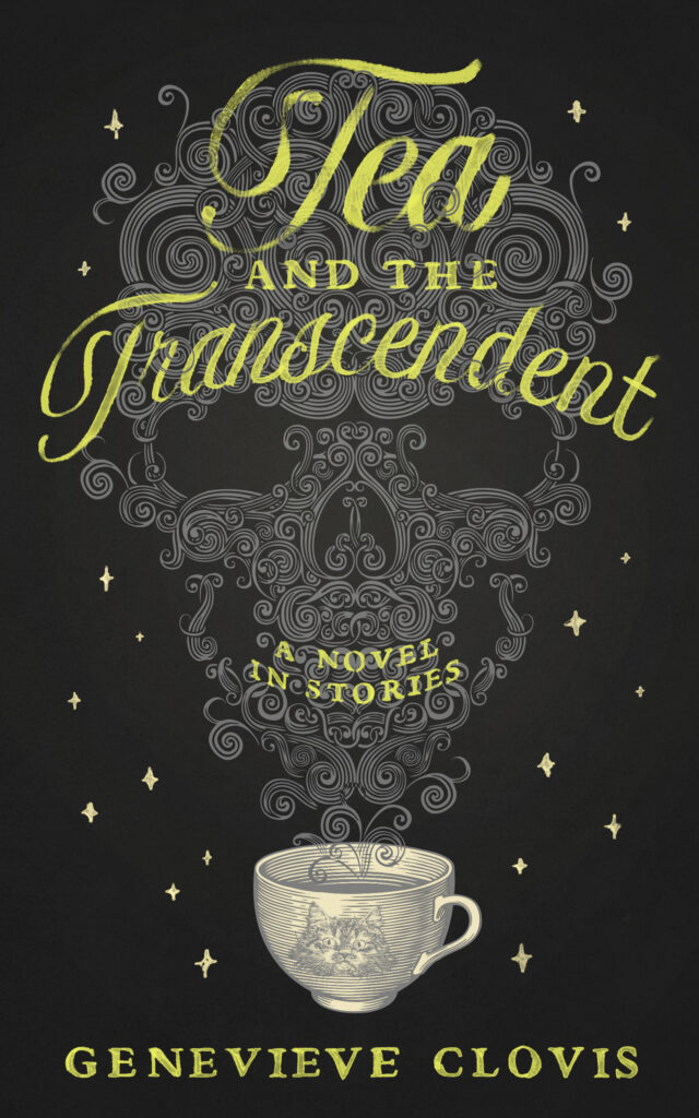 Tea and the Transcendent cover image. A teacup embellished with a cat. The stream rising from the teacup forms the shape of a skull.