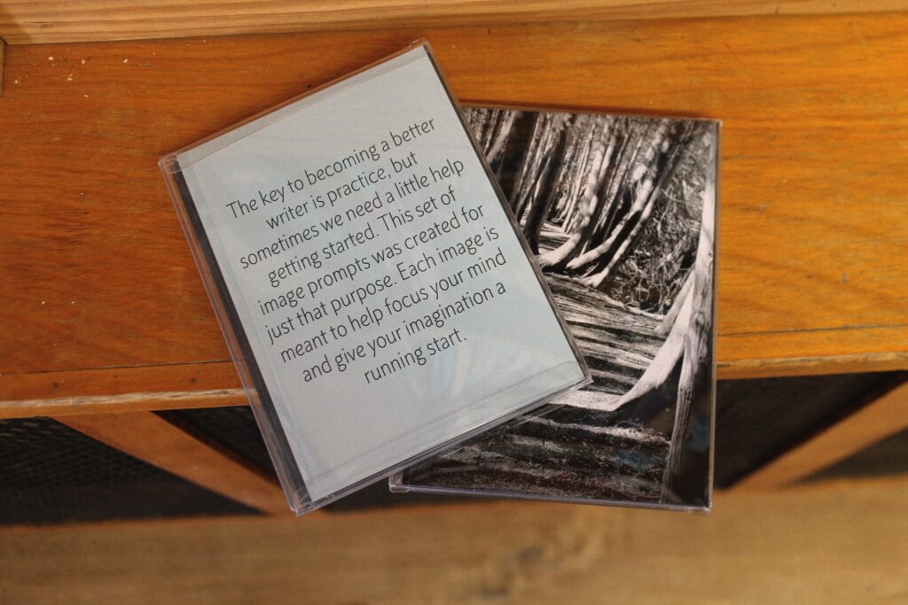 The front and back of a set of image prompts